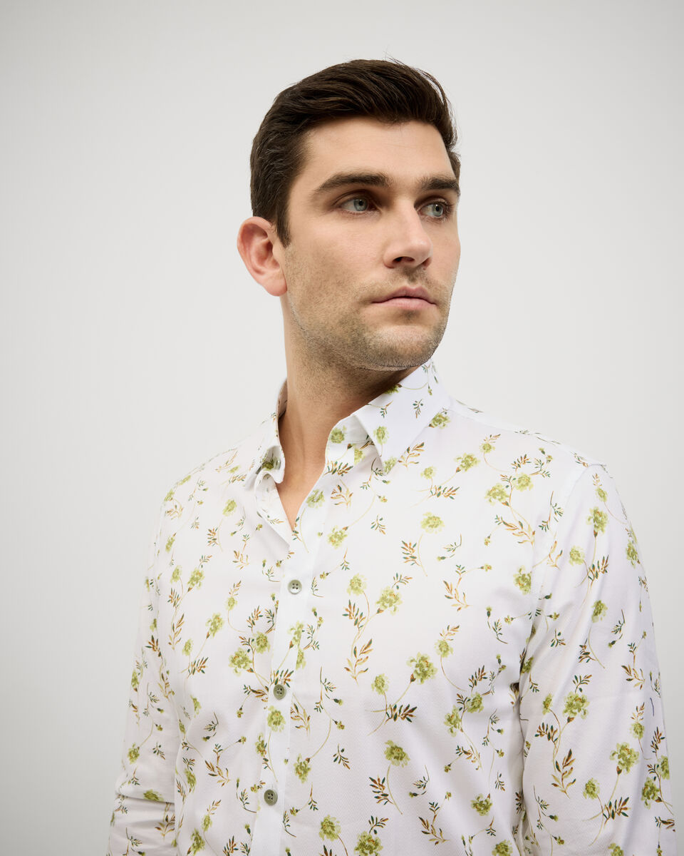 Botanical Floral Print Long Sleeve Shirt, Sage, hi-res